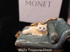 MONET "Chaise Lounge Cat" Collectible Enamel Keepsake Trinket Box *In Gift Box*