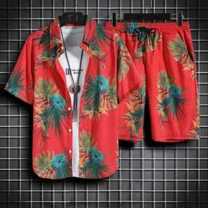 Strandkleidung für Herren 2-teiliges Set schnelltrocknend Hawaiihemd und Shorts Set Neu - Bild 1 von 33
