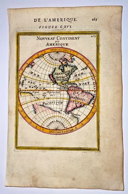 MAPA ANTIGUO MAZO MANESSON AMÉRICA HEMISFERIO OESTE CALIFORNIA COMO ISLA 1683 Foto 1 de 3