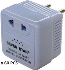 60-Pcs 50 Watt Delux Voltage Converter 220 Volt down to 110 Volt Travel Adapter - Picture 1 of 10