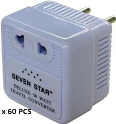 60-Pcs 50 Watt Delux Voltage Converter 220 Volt down to 110 Volt Travel Adapter - Image 1 of 4