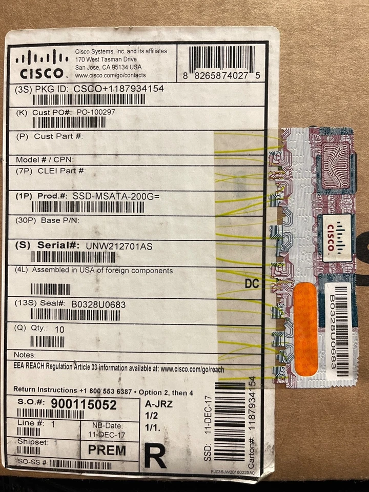 NEW Cisco SSD mSATA 200G 200 GB SATA Solid State Disk ISR 4300 Series NEW SEALED - Image 1 of 4