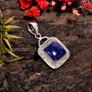 Lapislázuli Gema Hecho a Mano 925 Plata de Ley Joyería Colgante Para Regalo - Imagen 1 de 4