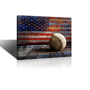 Baseball Wandbild Sport Kunst Tretro Druck auf Leinwand Jungen Schlafzimmer Dekoration... - Bild 1 von 8