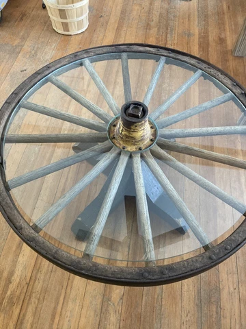 Vintage Wagon Wheel Coffetable Piece of American History Art Cover