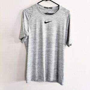 Nike Pro Combat Dri-Fit Men's Short Sleeve T-Shirt Size L Fitted Gray Heathered