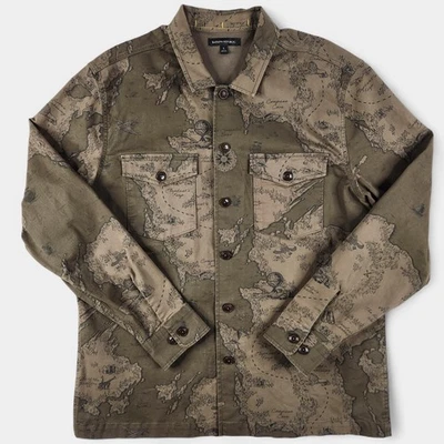 Banana Republic CPO Shirt Jacket Mens Large Olive Green Map Twill Shacket Field - Image 1 of 4