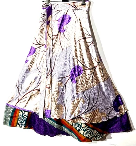 Incredible-art Vintage Silk Sari Magic Wrap Skirt Reversible Double Layer skirt, - Picture 1 of 6
