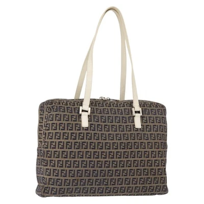 FENDI Zucchino Canvas Tote Bag Navy Gold Auth bs30080 - Image 1 of 4