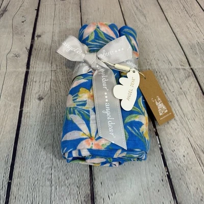 Envoltura de muselina floral azul Angel Dear nueva con etiquetas Foto 1 de 2