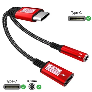 Audio Aux Rot Y Adapter USB C Klinke Kabel Kopfhörer komp. für iPhone 17 Pro Max - Bild 1 von 16