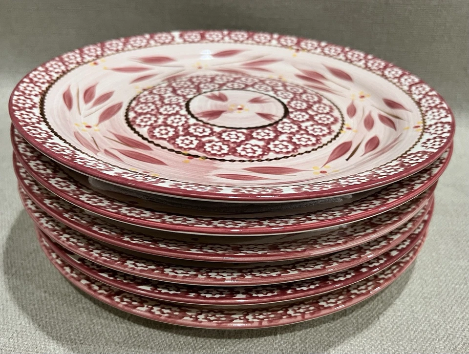 Old World Cranberry Temp-Tations DINNER PLATES by Tara Floral  Set of 6 - Image 1 of 4
