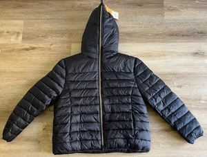 Giacca imbottita con cappuccio Save The Duck Elvira nera taglia 7 XXL $248 nuova con etichette - Foto 1 di 8