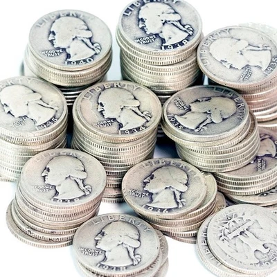 Junk Silver quarters- $1 Face Value; 30's And/or 40's Date 90% Ag - Image 1 of 4