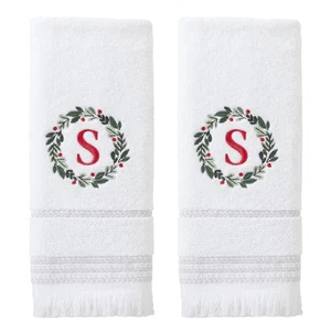 Weihnachten/Winterkranz Monogramm Handtuch S 2tlg Set für Bad/Küche/Bar &... - Bild 1 von 4