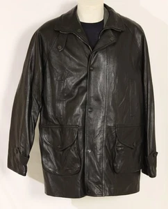 POLO RALPH LAUREN Exclusive Men's Black Leather Coat Jacket SZ L - Picture 1 of 6