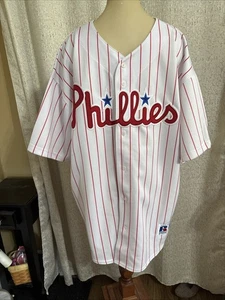 Maillot vintage Russell Athletic Philadelphia Phillies à rayures cousu homme XL - Photo 1/2