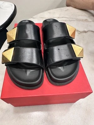 Valentino Garavani Women's Leather Studded Accents Slides - Image 1 of 4