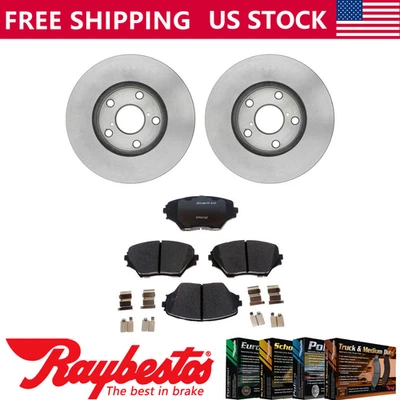 Kit de rotores de freno delanteros + pastillas de cerámica y herrajes para Toyota RAV4 2001-2005 Foto 1 de 4