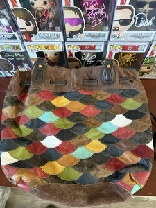 Vintage Lucky Brand Patchwork Leather Hobo Handbag Purse Multicolor - Picture 1 of 10