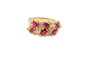 Ross Simons Gold Plated Sterling Silver 925 Lab-Created Ruby Diamond Ring Sz 8 - Picture 1 of 14