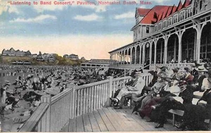 Band Concert Crowd Pavilion Nantasket Beach Massachusetts 1910c postcard - Picture 1 of 2
