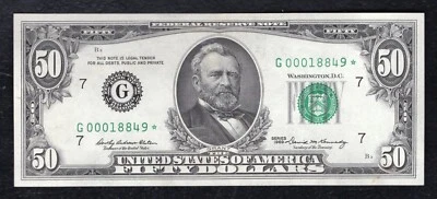 FR. 2114-G* 1969 $50 *STAR* FRN FEDERAL RESERVE NOTE CHICAGO, IL GEM UNC - Image 1 of 2