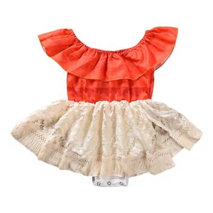 Baby Girl Moana Fancy Dress Romper Sister Matching Ruffle Lace Outfits Costum... - Picture 1 of 7