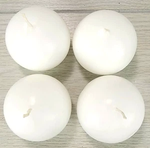 4 New Unscented 2.5" Round White Candles Ball Sphere Wax Home Decor Christmas - Picture 1 of 9