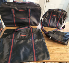 Vintage 80's SASSON 4 Pc SET Blue Fabric Luggage Garment Bag Duffle Suitcase