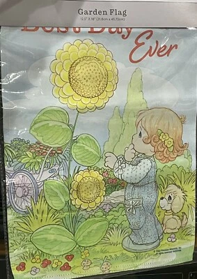 Precious Moments "Best Day Ever" Bandera de Jardín 18" X 12.5" 2 Caras Foto 1 de 4