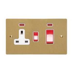 Victorian Brass 45 Amp Cooker Switch With Neon+ white Plug Switch Socket Neon - Picture 1 of 3
