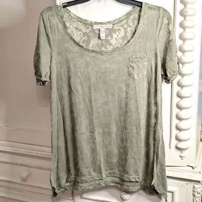 American Rag XL Green Sheer Floral Loose Fit Blouse Top Drapey Blouse Olive Army - Image 1 of 4