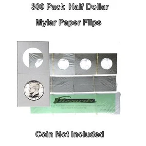 Guardhouse 2x2 Half Dollar, Cardboard Mylar Staple Paper Coin Flips, 300 pack - Picture 1 of 5