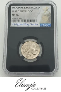 1938-D Buffalo Nickel Original Bag Fragment Series NGC MS66 - Picture 1 of 5