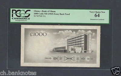 Ghana 1000 Cedis ND 1965 P9A Essay Back Proof Specimen Uncirculated  - Image 1 of 2