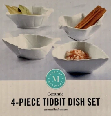 Martha Stewart Ceramic Tidbit Dish Set of 4 Leaf Shaped Leaves - Image 1 of 4