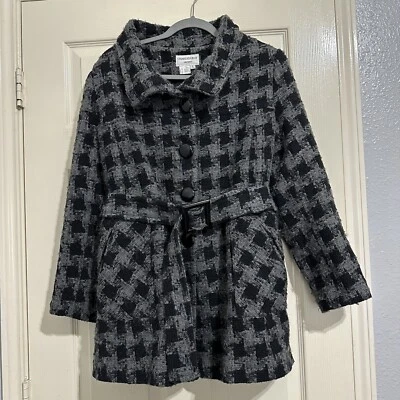 Abrigo para mujer Charles Gray London con cinturón negro/gris pata de gallo talla L chaqueta grande Foto 1 de 4