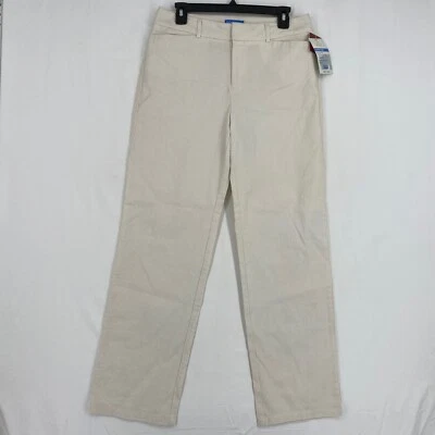 Pantalones Dockers Mujer 10 Regulares Pierna Recta Beige Claro Blanco Rayas Texturizadas Foto 1 de 4