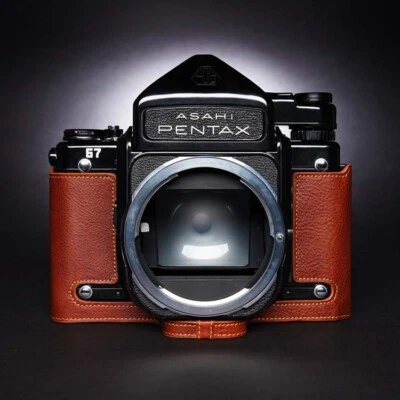 Handmade Genuine Leather Camera Cover Half Case Bag For Pentax 67 6X7 - Image 1 of 4