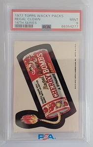 1976 WACKY PACKAGES SERIES 16 REGAL CLOWN CHERRY BOMBS PSA 9 MINT - Picture 1 of 3