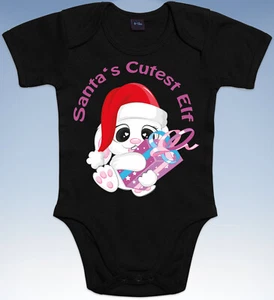 Body tutina neonato Babbo Natale Cutest elfo regalo 100% cotone 4 taglie - Foto 1 di 1