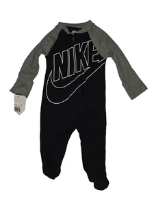 Nike Baby Boys One Piece Zip Coverall Black Grey 0-3M - Picture 1 of 6