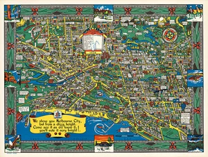 Wonder Map of Melbourne 1934 Vintage A1+ High Quality Canvas Print - Picture 1 of 1