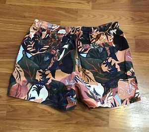 LL Bean Signature Shorts Swim Trunks Sz S Unlined Drawstring Blue Print - Foto 1 di 6