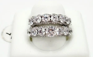 925 Sterling Silver Women's Wedding Engagement Ring Set CZ anniversary gift her - Picture 1 of 3