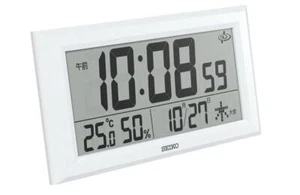 SEIKO GPS Satellite Radio Clock GP502W White Calendar Temperature Humidity NEW - Picture 1 of 7