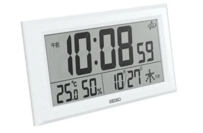 SEIKO GPS Satellite Radio Clock GP502W White Calendar Temperature Humidity NEW - Image 1 of 4