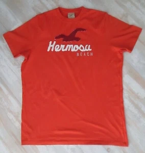 VTG HOLLISTER HERMOSA BEACH ORANGE T SHIRT STITCHED & EMBROIDERED MENS SIZE XL - Picture 1 of 3