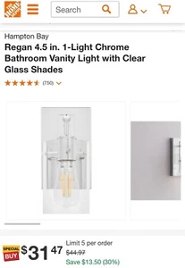 Hampton Bay Regan 1-light Wall Scone  - Picture 1 of 2